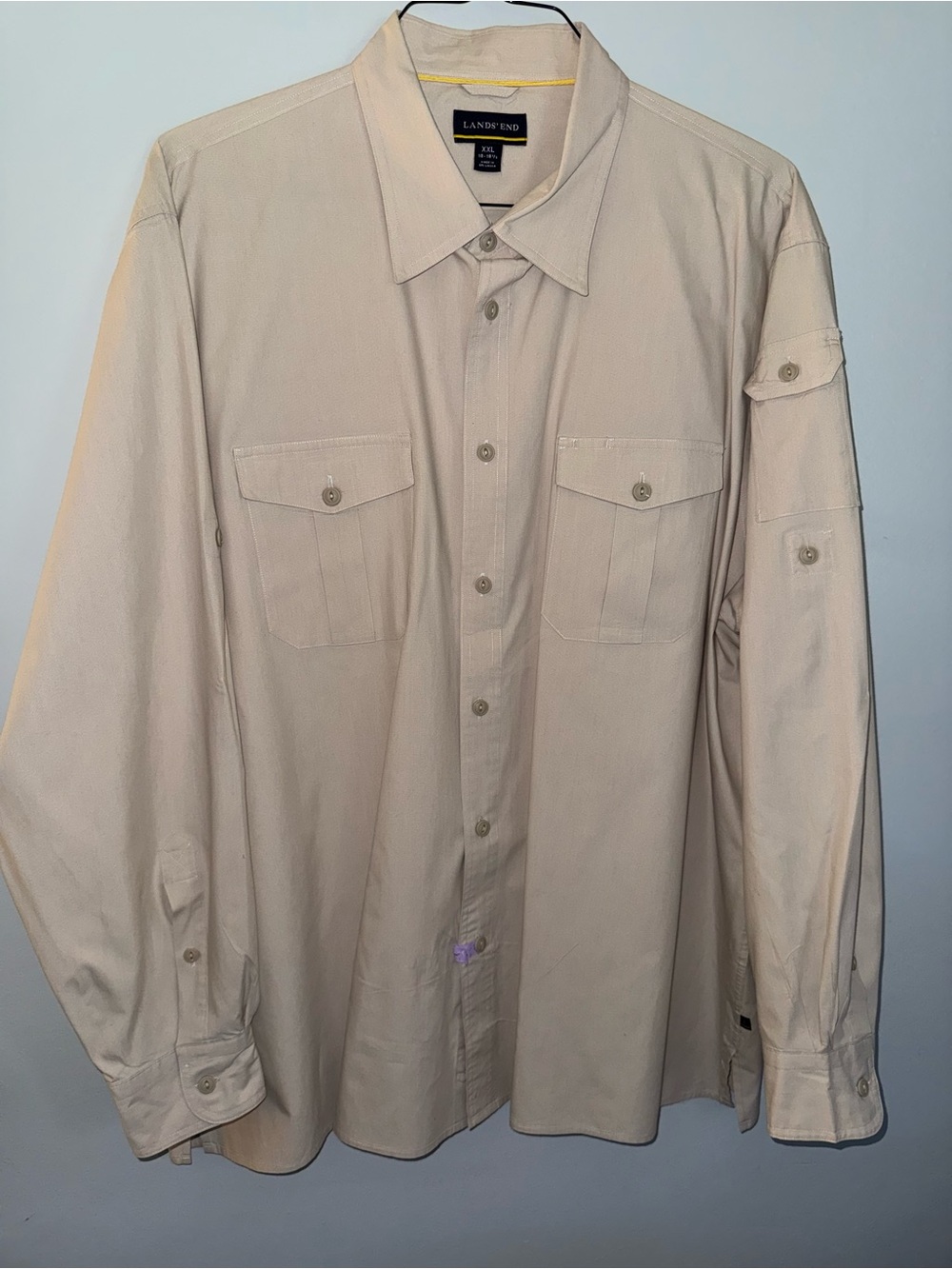 Lands' End Beige Button-Up Shirt